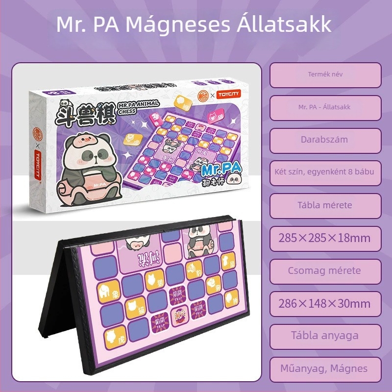 Teljes mágneses hajtogatható játéktábla készlet gyerekeknek: Gomoku, Go, Xiangqi, Repülő sakk, Dáma, Állati sakk