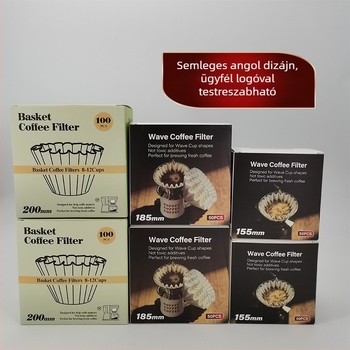 Huilamei Növényi rostból készült kávéfőző filterpapír doboz, kosár- és torta-formájú, tál-szerű hullámzó csepegtető stílus otthoni használatra