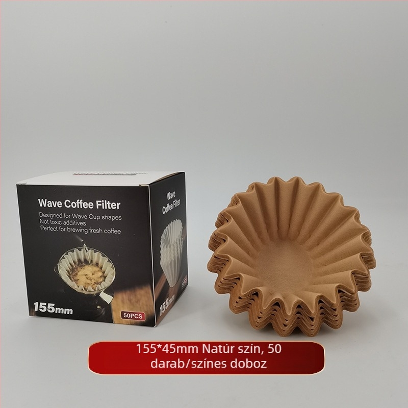 Huilamei Növényi rostból készült kávéfőző filterpapír doboz, kosár- és torta-formájú, tál-szerű hullámzó csepegtető stílus otthoni használatra