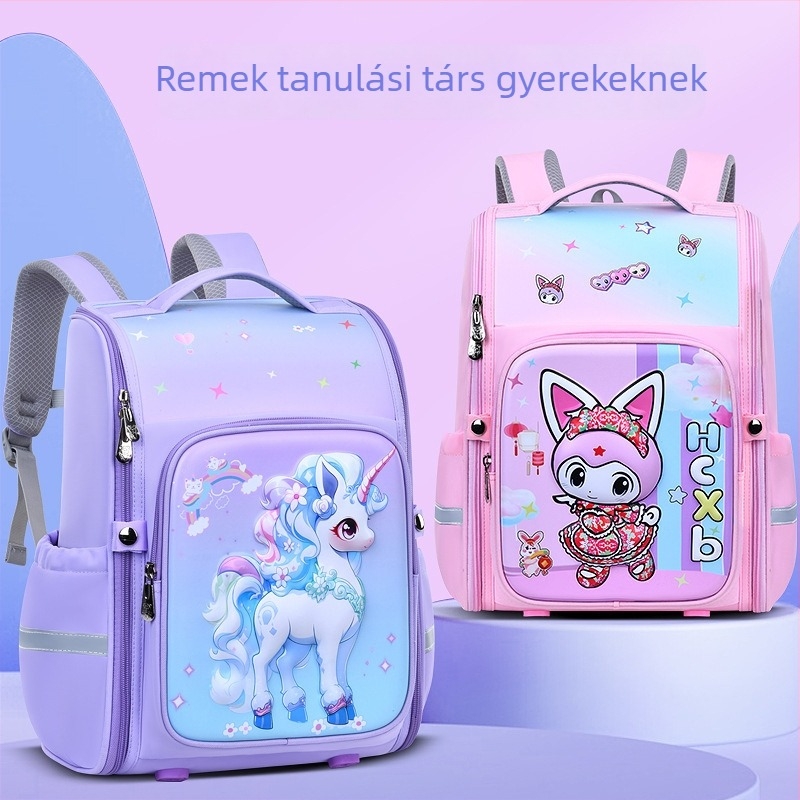 Huacheng 3D animációs iskolatáska gyerekeknek, nagy kapacitású, vízálló, könnyű, két vállpánttal