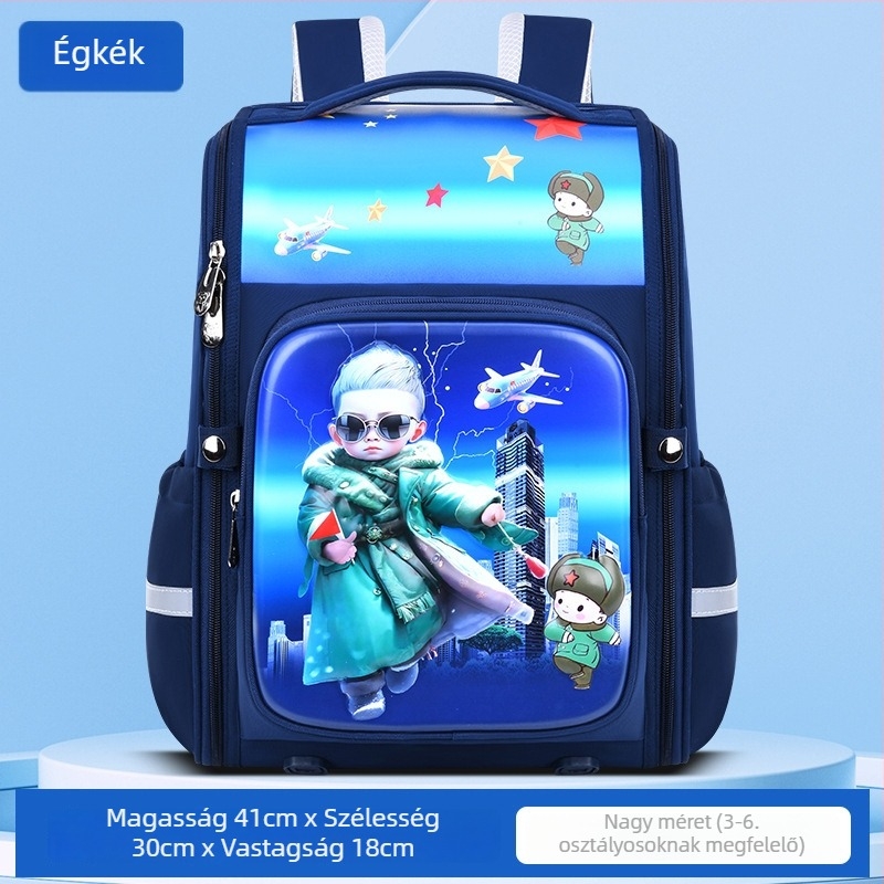 Huacheng 3D animációs iskolatáska gyerekeknek, nagy kapacitású, vízálló, könnyű, két vállpánttal