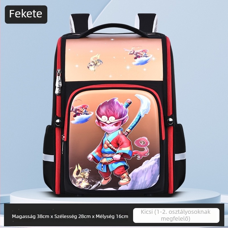 Huacheng 3D animációs iskolatáska gyerekeknek, nagy kapacitású, vízálló, könnyű, két vállpánttal