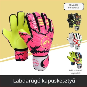 Latex labdarúgó kapus kesztyű edzéshez, csúszásmentes, kopásálló, ujjvédővel