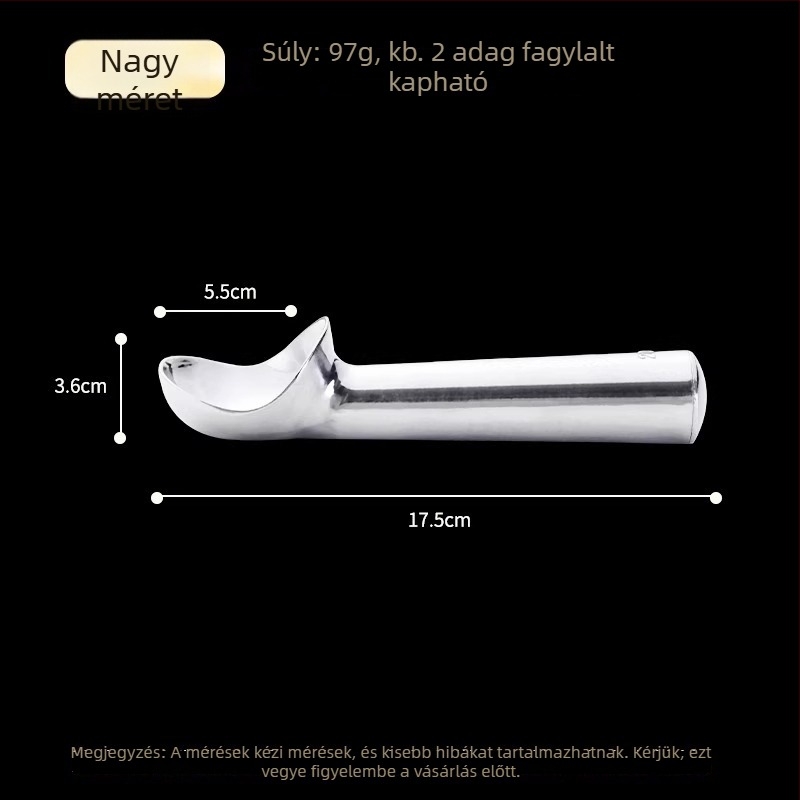 Rozsdamentes acél fagylaltkanál gyümölcsgolyó és görögdinnye formázó funkciókkal