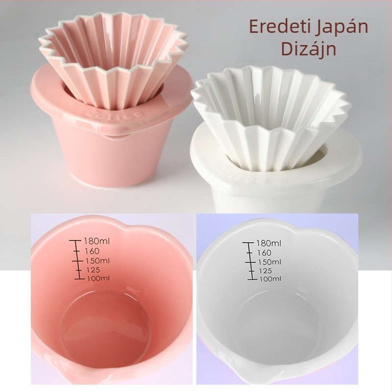 Origami mintájú kerámia kávéfőző szűrő kristályos talppal, V60 tölcsér kézi leöntéshez