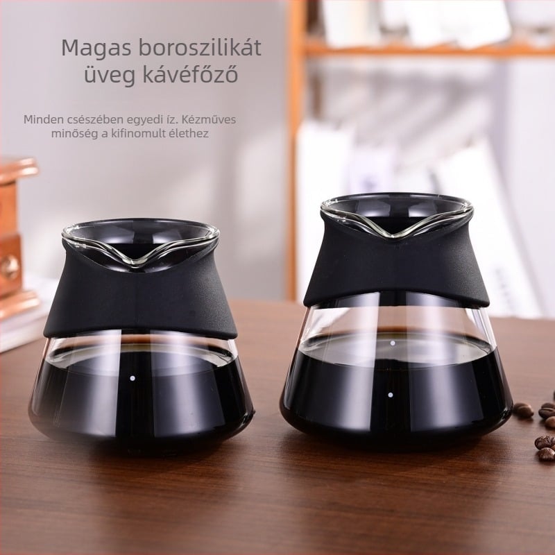 Kávé megosztó készlet kézi főzéshez: kanna és pohár, hőálló üveg kávéfőző eszközök és kávéfilter papír