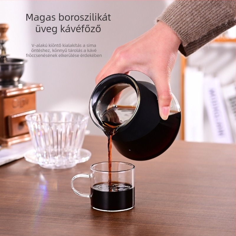 Kávé megosztó készlet kézi főzéshez: kanna és pohár, hőálló üveg kávéfőző eszközök és kávéfilter papír
