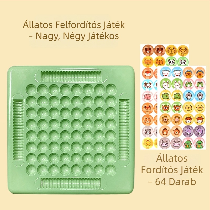 Állatos flip sakk – két játékos oktatós asztali játék gyerekeknek és családnak