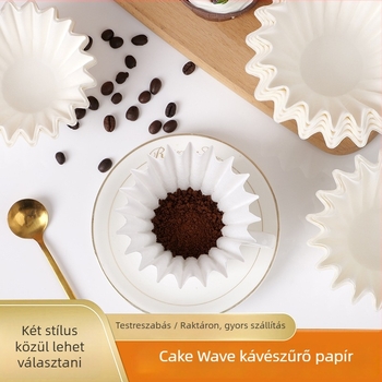 Süteményhullám formájú kávéfiltro papír moka pot-hoz, tál alakú szűrő, méret 155–185, kézi csepegtetős kávéhoz