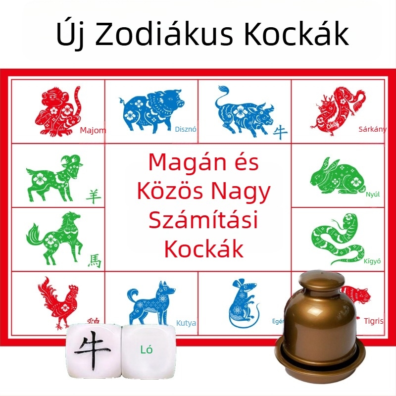 Tizenkét kínai állatövi dobókocka - akril dobókocka családi szórakozásra