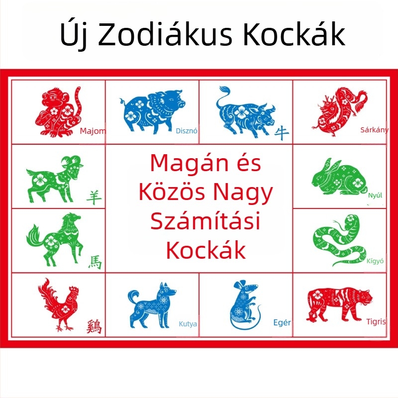 Tizenkét kínai állatövi dobókocka - akril dobókocka családi szórakozásra