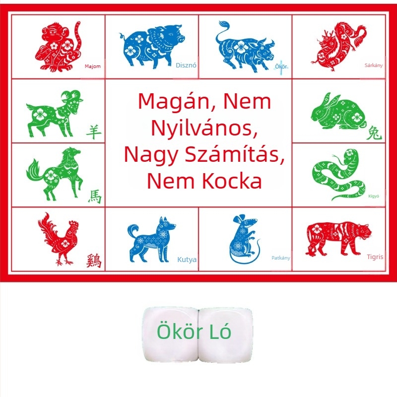 Tizenkét kínai állatövi dobókocka - akril dobókocka családi szórakozásra