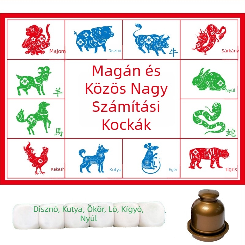 Tizenkét kínai állatövi dobókocka - akril dobókocka családi szórakozásra