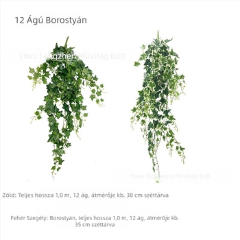 Mesterséges borostyán falidekor – dekoratív növény lógó indákkal, selyem anyagból, 100–200 cm