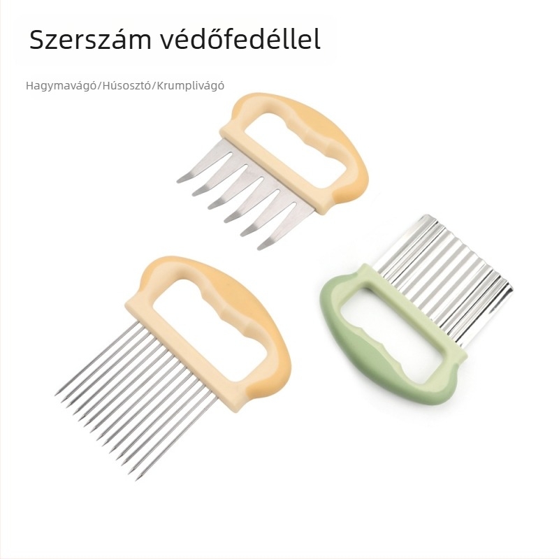 Rozsdamentes acél hagymavilla, hagymaszeletelő, hagymatartó, húsfelosztó, burgonyavágó