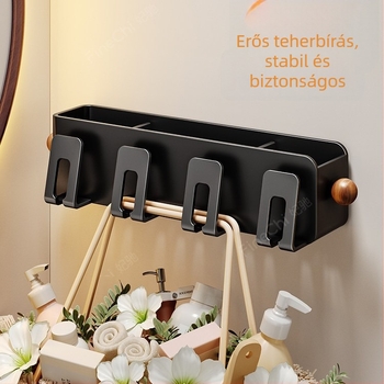Retro stílusú fogkefés pohártartó, falra szerelhető, fúrás nélkül, szénacélból, 2–4 rekesz