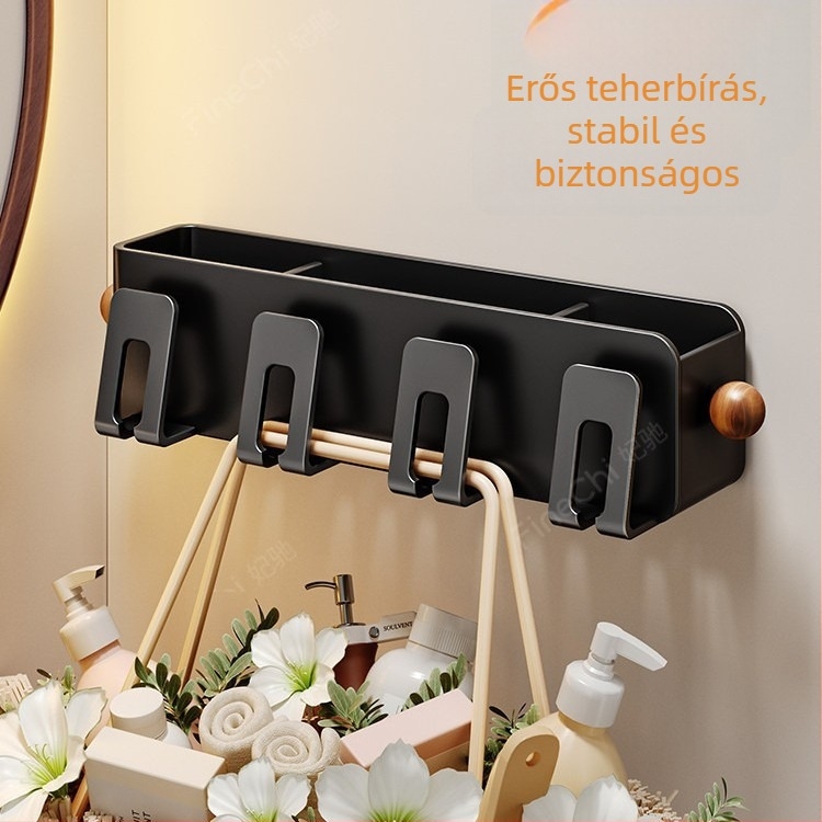 Retro stílusú fogkefés pohártartó, falra szerelhető, fúrás nélkül, szénacélból, 2–4 rekesz