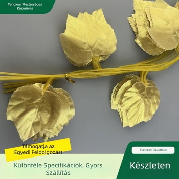 Mesterséges aranyszínű szőlőlevél, műanyag dekoratív kúszó, dekoratív levelek, hamis szőlővesszők a mennyezeti rácsokhoz és a csövek becsomagolásához