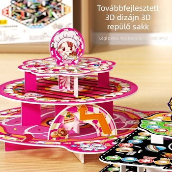 Nagy méretű 3D repülő sakk – háromszintes asztali tábla, családi játék