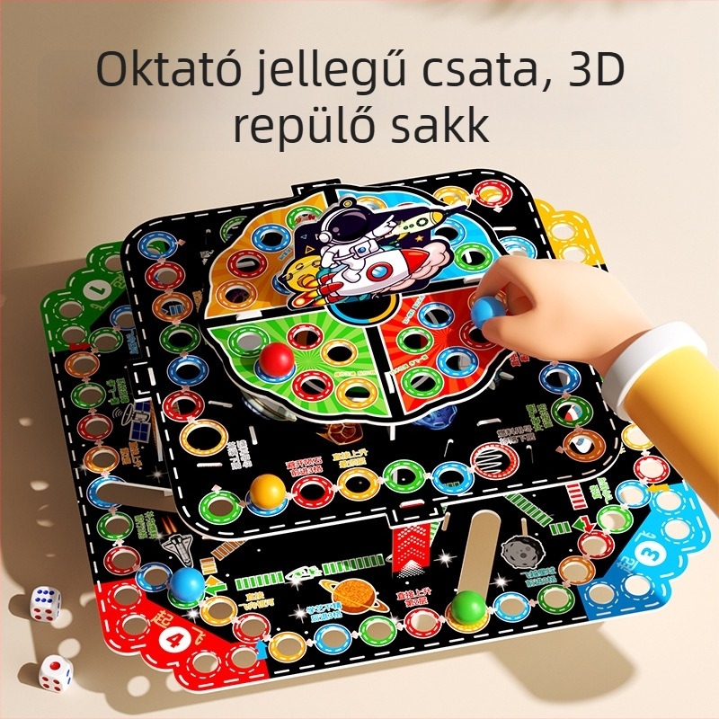 Nagy méretű 3D repülő sakk – háromszintes asztali tábla, családi játék