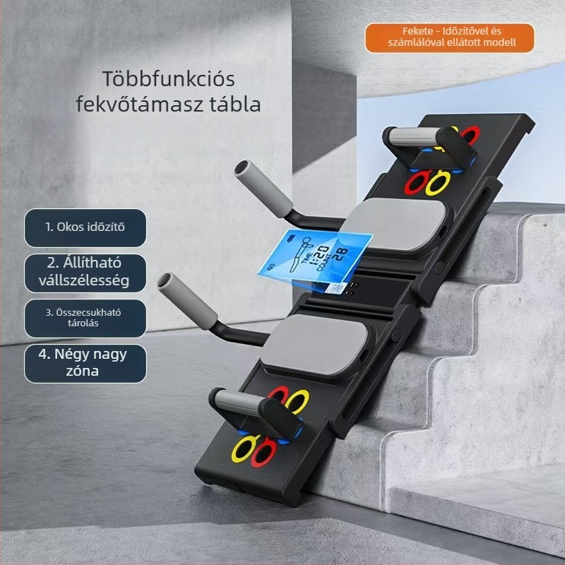 Többfunkciós összecsukható fekvőtámasz állvány edzéshez – hasizom és mellizom edzésre – elektronikus verzió