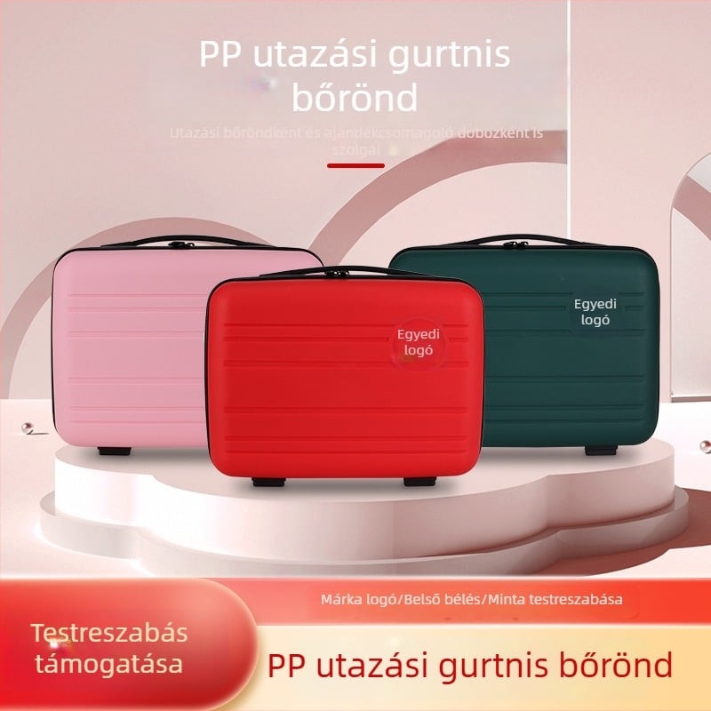 PP injektált formázású utazótáska, 13 hüvelykes mini poggyász, márkás tok, multifunkcionális kozmetikai táska