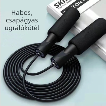 Csapágyas ugrókötél habos fogantyúkkal – gyors edzéshez, PVC kötél, 2,8 m hosszú