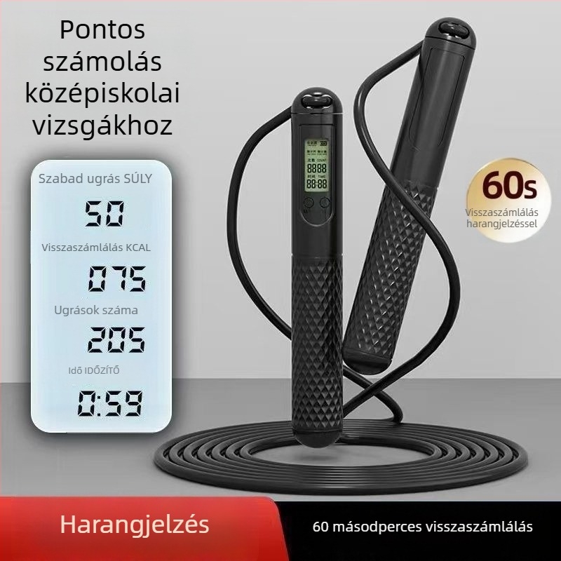 Acéldrót ugrókötél számlálóval és időmérővel, diákok számára (általános és középiskola) fitness és vizsgára felkészítés