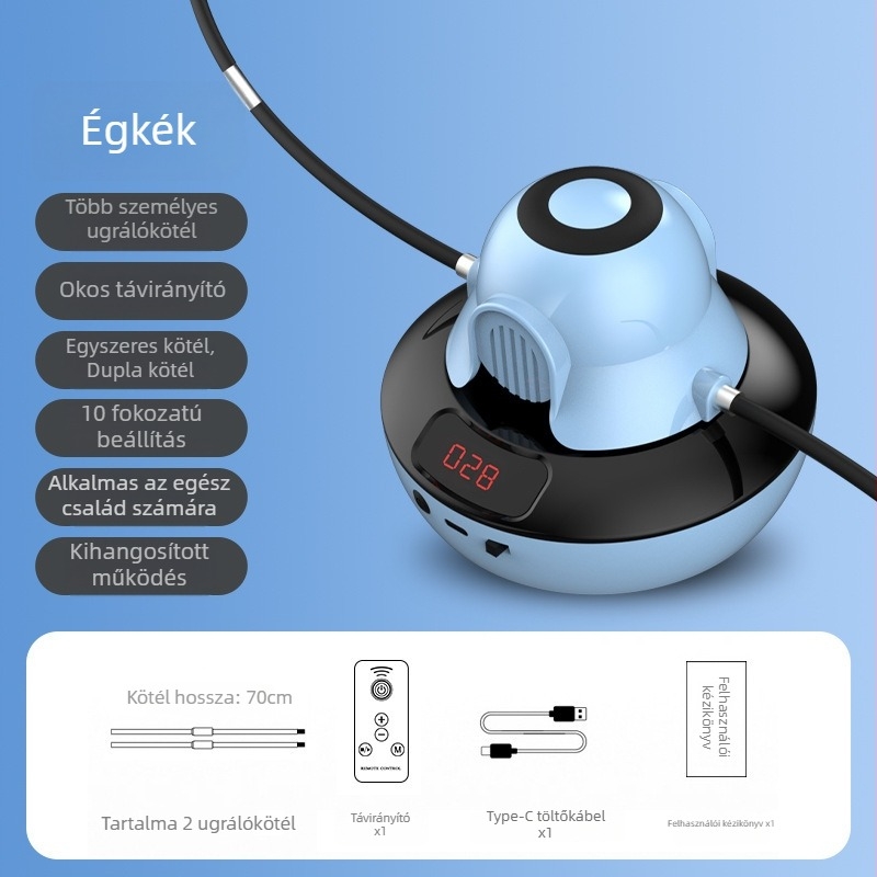 Okos automata ugrókötél, 10 fokozat beállítás, távirányító és elektronikus számláló gyerekeknek.