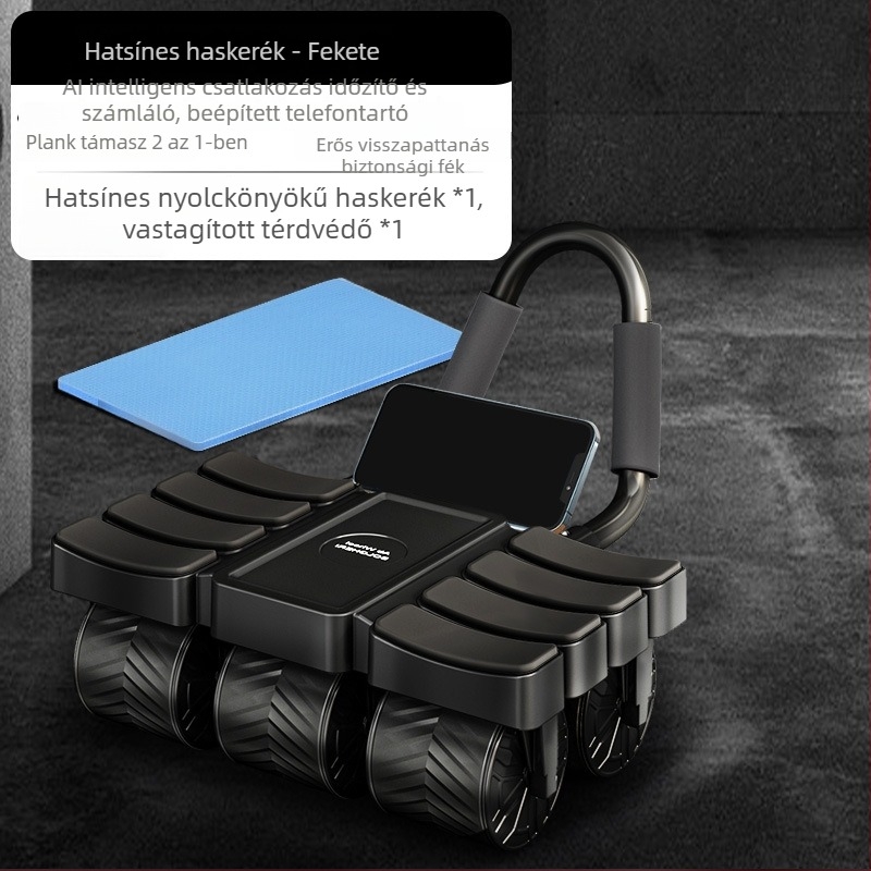 Hatkerekes hasi görgő intelligens kapcsolódással és automatikus visszapattanással – otthoni hasizom-edző eszköz
