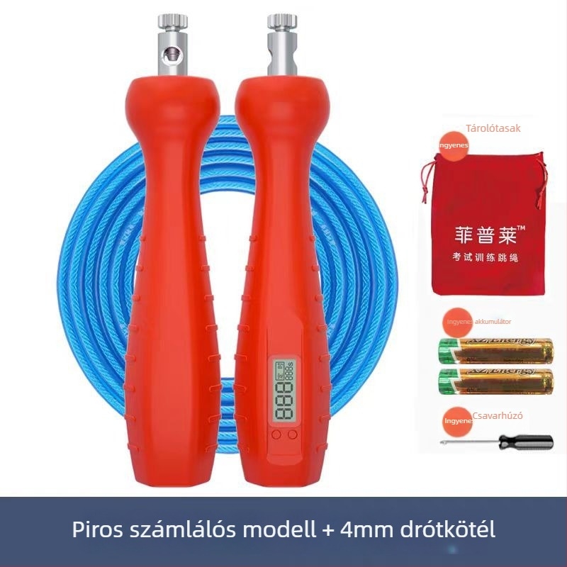 Fipley PVC-bevonatú acélszálas ugrókötél edzésre és sportvizsga felkészüléséhez