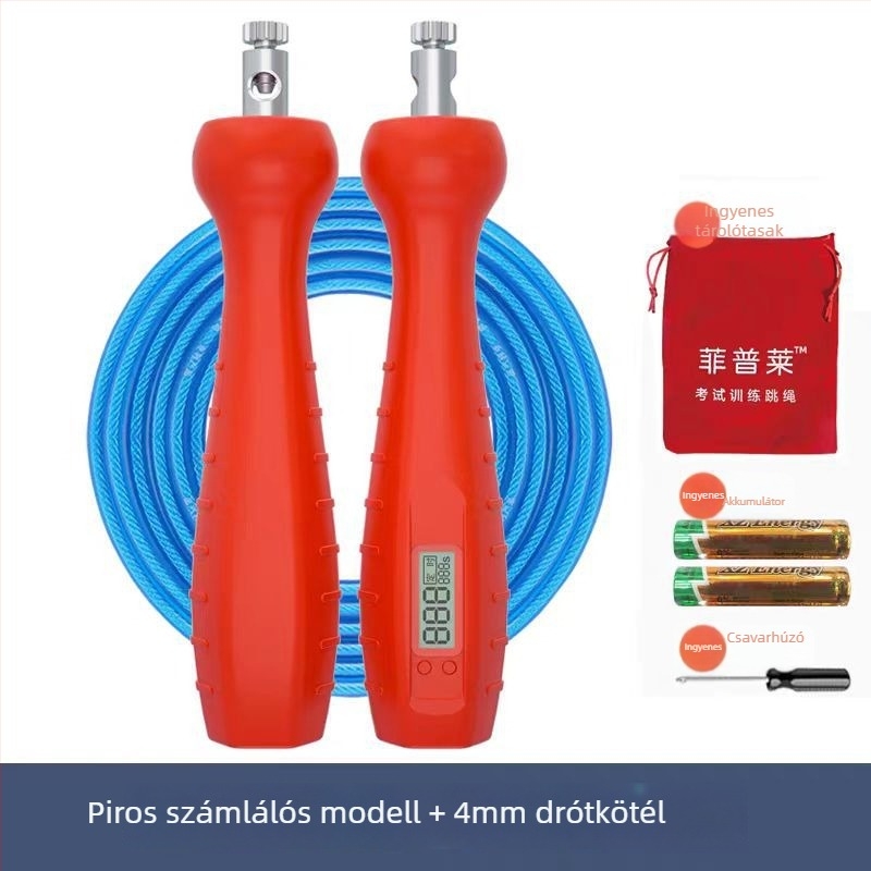 Fipley PVC-bevonatú acélszálas ugrókötél edzésre és sportvizsga felkészüléséhez