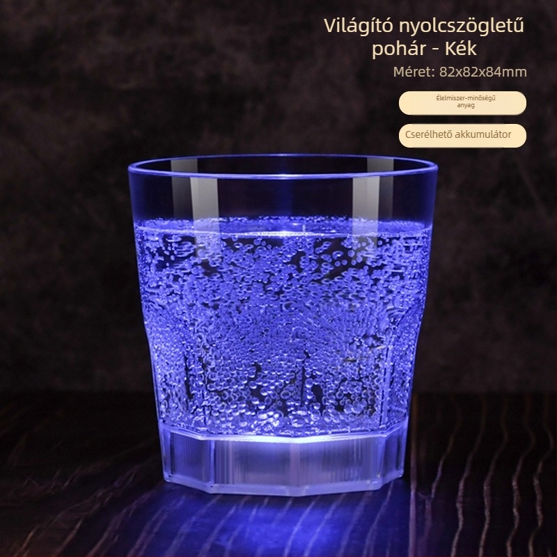 LED világító műanyag borospohár, színes parti kellék