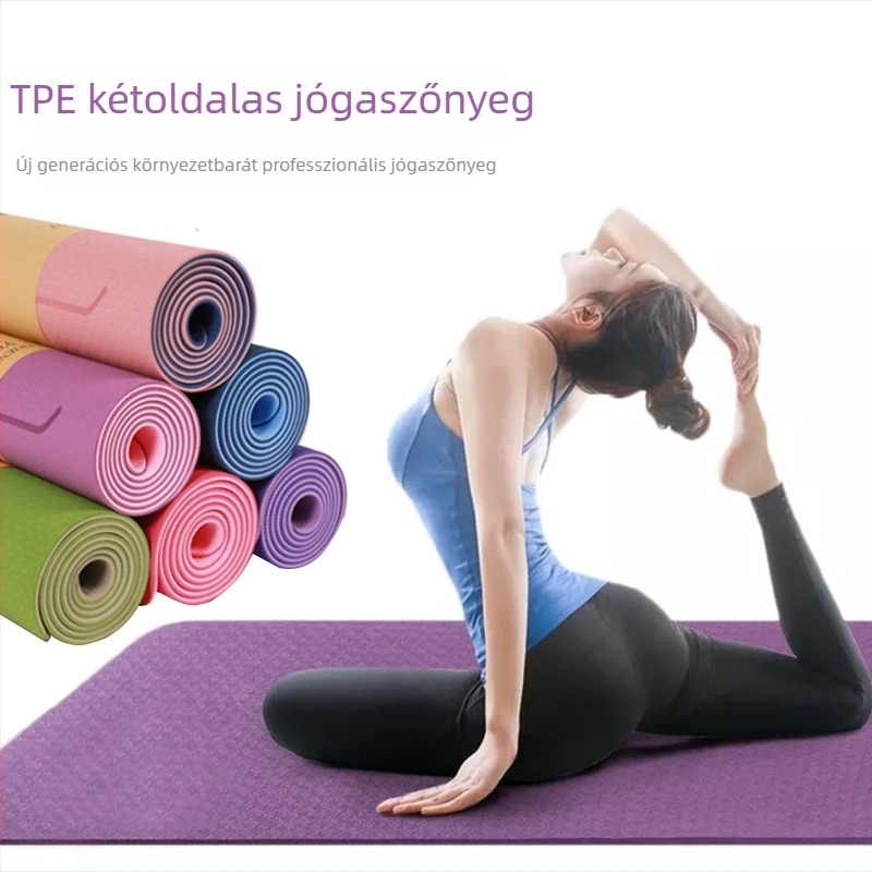 TPE jógamatrac, 6 mm, csúszásmentes, kétszínű, felnőtteknek – jóga és tánc