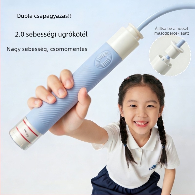 Dupla csapágyas gyors ugrókötél, állítható, általános és középiskolások számára