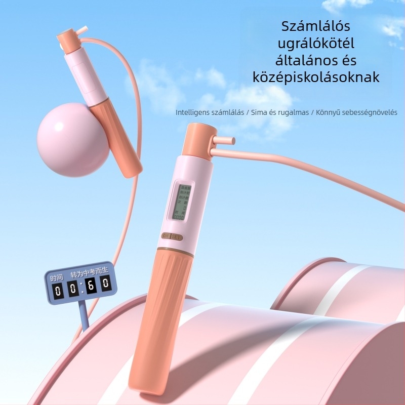 Vezeték nélküli elektronikus számoló ugrókötél súlyozó golyóval, állítható acélhuzal, 6–12 éveseknek, általános iskolásoknak