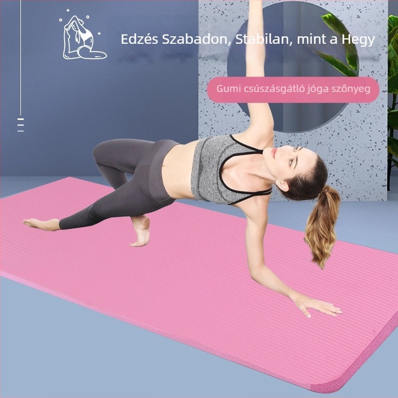 Személyre szabható NBR jóga matrac, vastagított, csúszásmentes, széles, otthoni edzéshez és tánchoz.