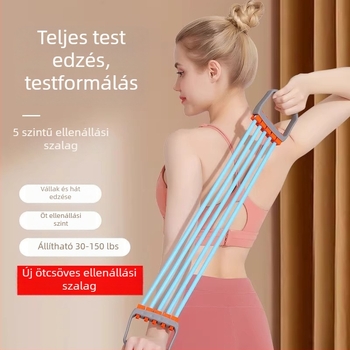 Ötcsöves mellkasnyújtó húzókészülék, állítható tömlővel, a mellkas és a karerő edzésére