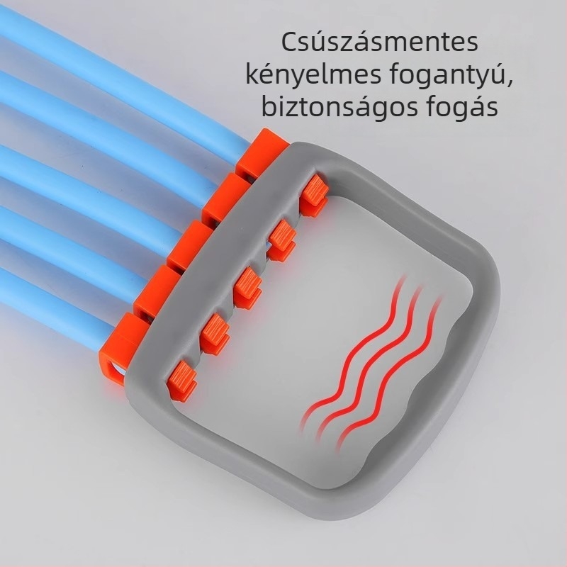 Ötcsöves mellkasnyújtó húzókészülék, állítható tömlővel, a mellkas és a karerő edzésére