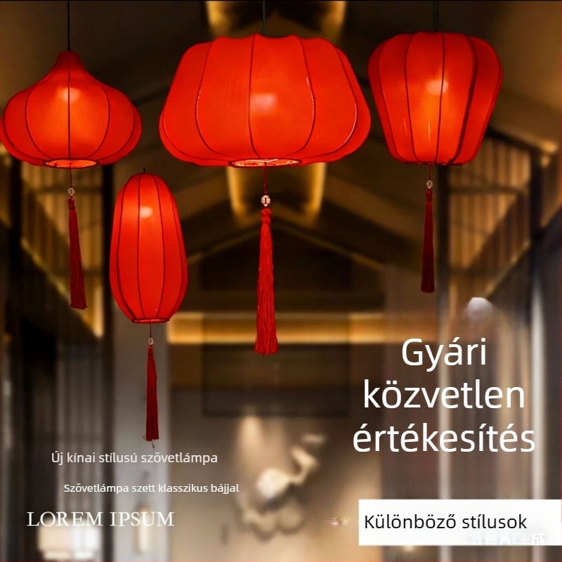 Piros kínai stílusú rugalmas szövetű lámpások éttermek és esküvők dekorációjához, szabálytalan formájú függő díszek