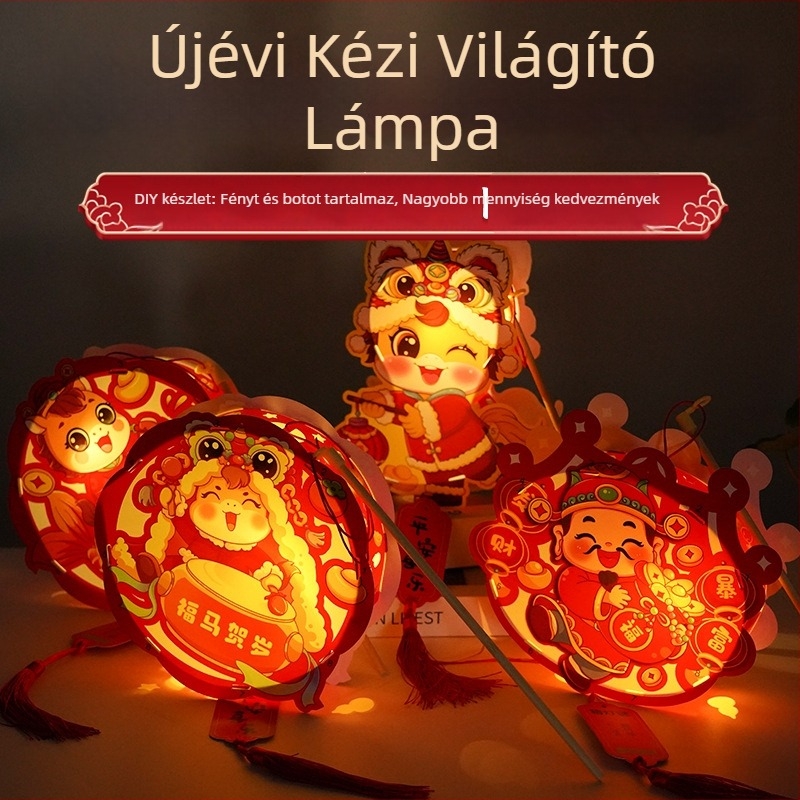 2026-os új modellű hordozható fénylő gyerekeknek szánt karikatúra lámpás DIY kézzel készített PVC virág lámpás (A ló éve)