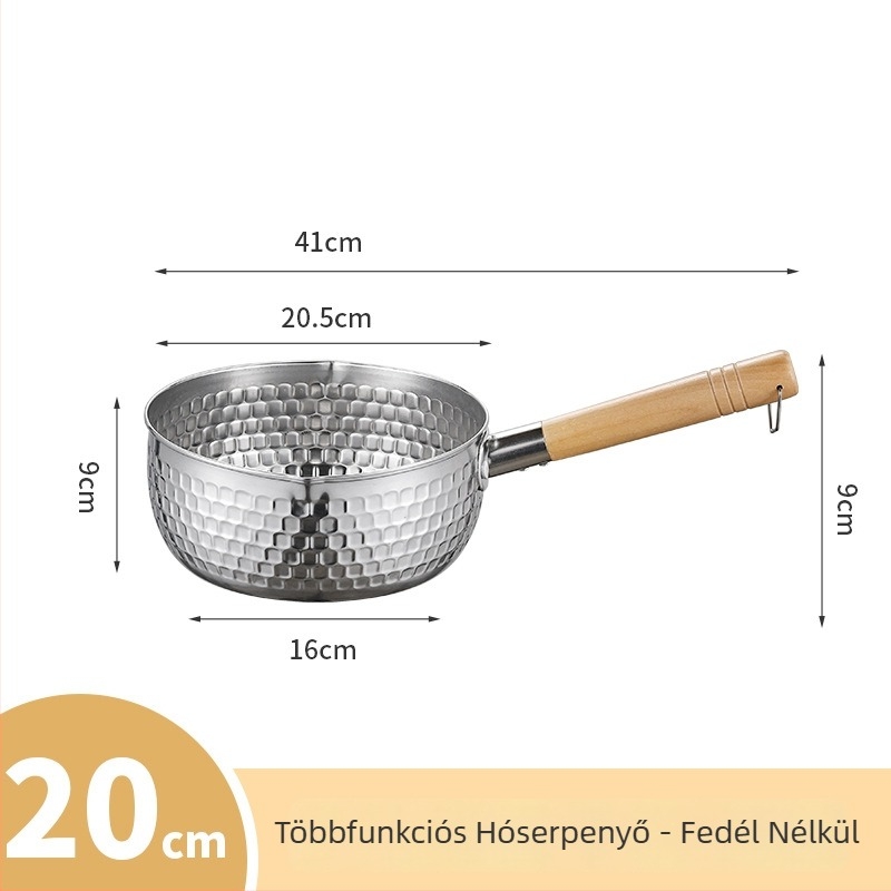 Rozsdamentes acél Yukihira fazék, kis méretű, bevonat nélküli, fedővel, egy személyre szóló, tészta, leves és bébiételek készítéséhez