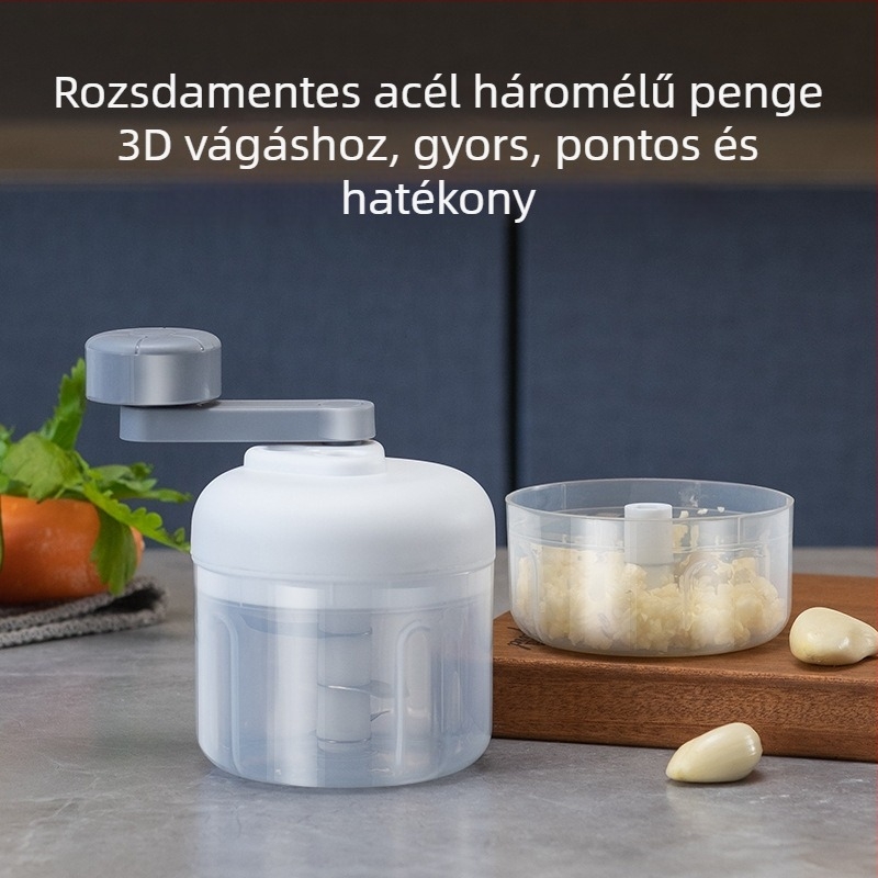 Mini hordozható kézi fokhagyma törő és hámozó készülék háromfokozatú beállítással a fokhagyma paszta készítéséhez