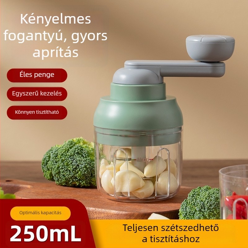 Mini hordozható kézi fokhagyma törő és hámozó készülék háromfokozatú beállítással a fokhagyma paszta készítéséhez