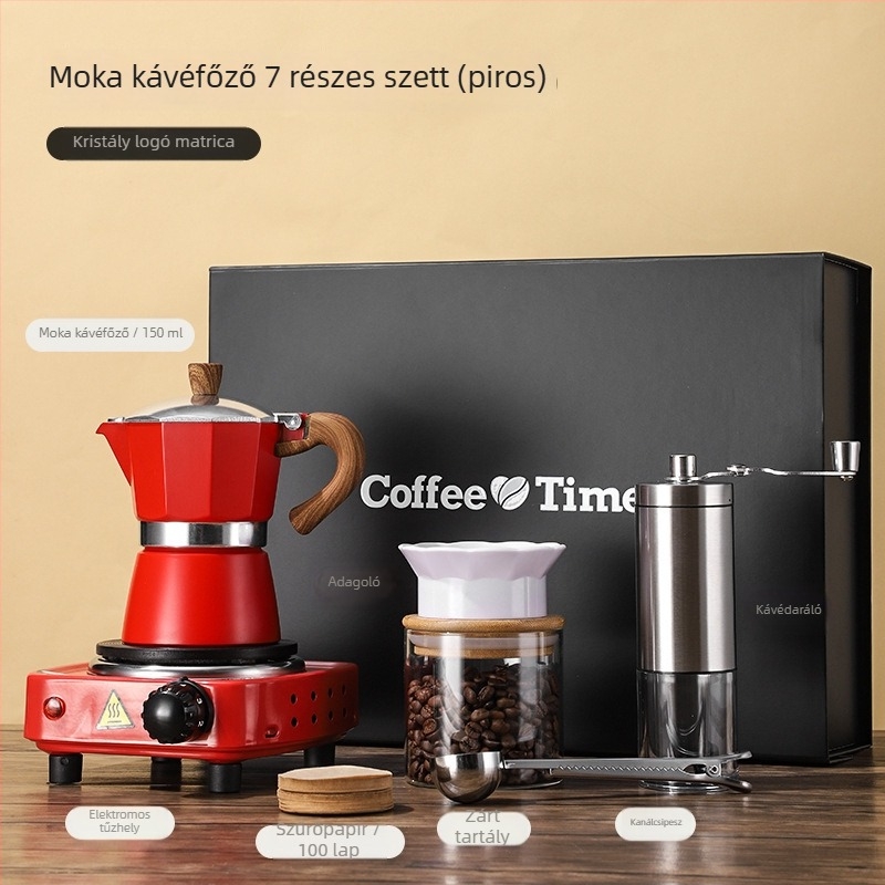 Otthoni olasz moka-pot ajándékdobozos készlet az eszpresszó elkészítéséhez és kávéeszközökhöz