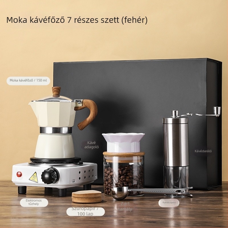 Otthoni olasz moka-pot ajándékdobozos készlet az eszpresszó elkészítéséhez és kávéeszközökhöz