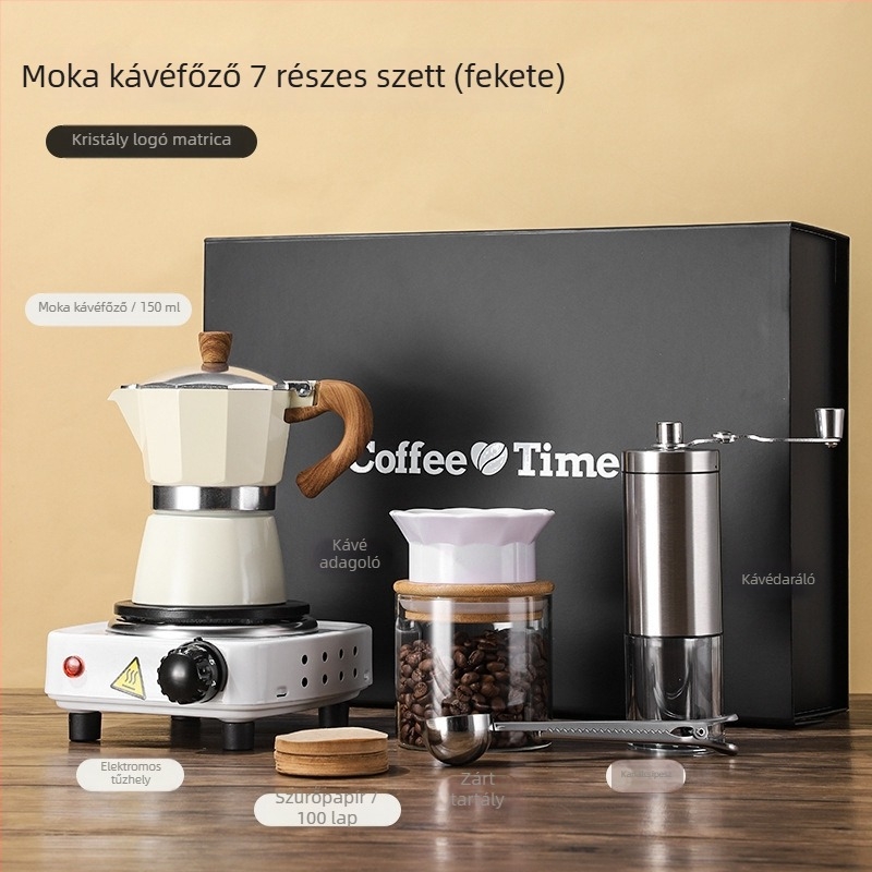 Otthoni olasz moka-pot ajándékdobozos készlet az eszpresszó elkészítéséhez és kávéeszközökhöz