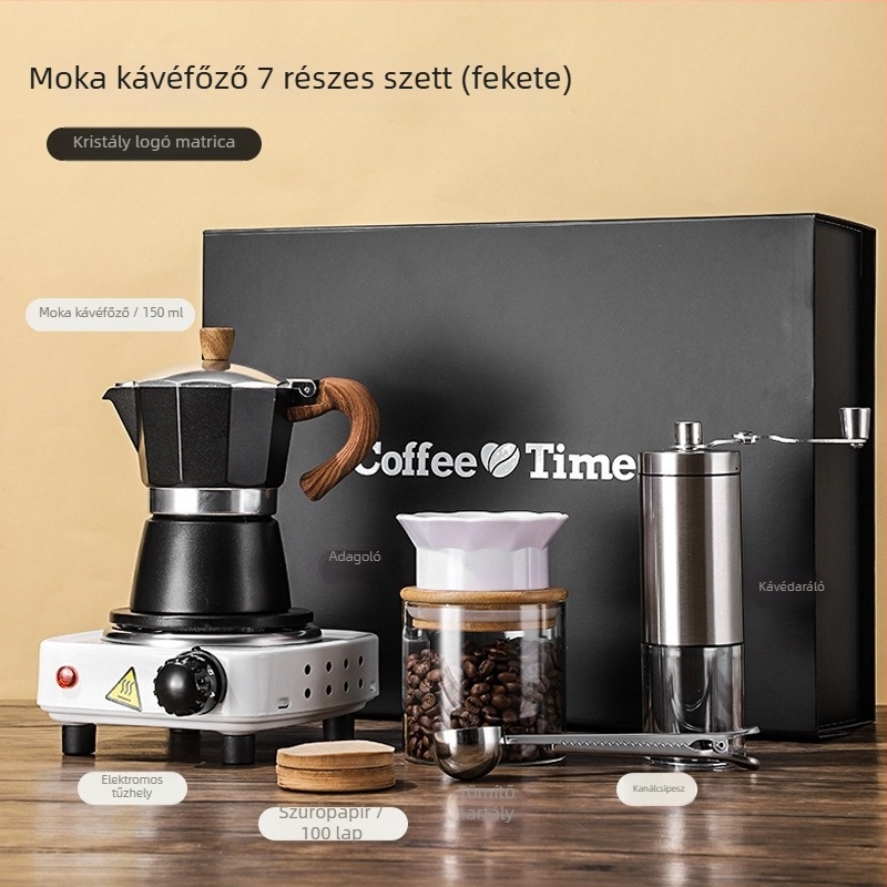 Otthoni olasz moka-pot ajándékdobozos készlet az eszpresszó elkészítéséhez és kávéeszközökhöz