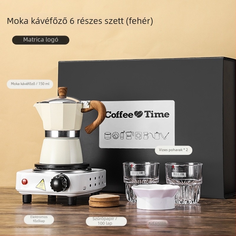 Otthoni olasz moka-pot ajándékdobozos készlet az eszpresszó elkészítéséhez és kávéeszközökhöz