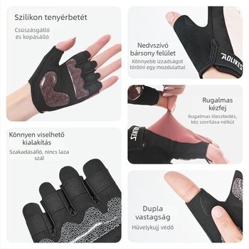 AOLIKES Edzés kesztyűk súlyemeléshez, légáteresztő, félujjas, futáshoz és kerékpárhoz